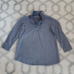 Mud Pie Linen Shirt with Ruffled Collar